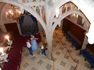 View looking down onto the main entrance area where you get your picture taken with Cinderella.